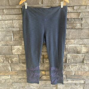 Athleta Large Womens Capri Black Leggings‎ Mesh Inserts EUC